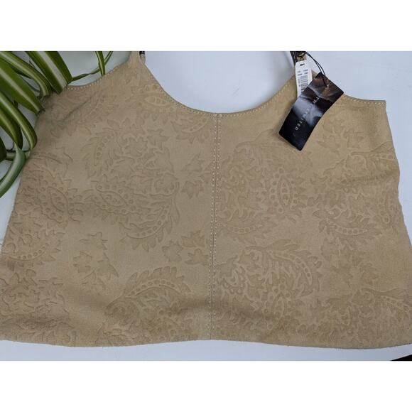 The Limited Y2K Genuine Leather Suede Embossed Tote Bag NWT Old Stock Cute! - Picture 3 of 10
